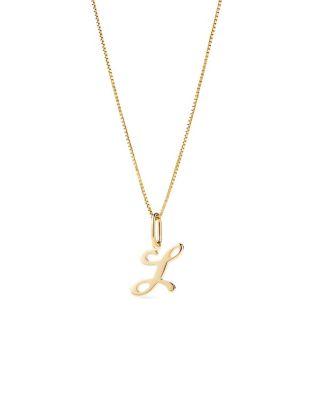 Solid Yellow Gold Script Letter Necklace by ANA LUISA