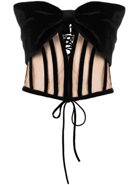 bow-detail velvet corset top by ANA RADU