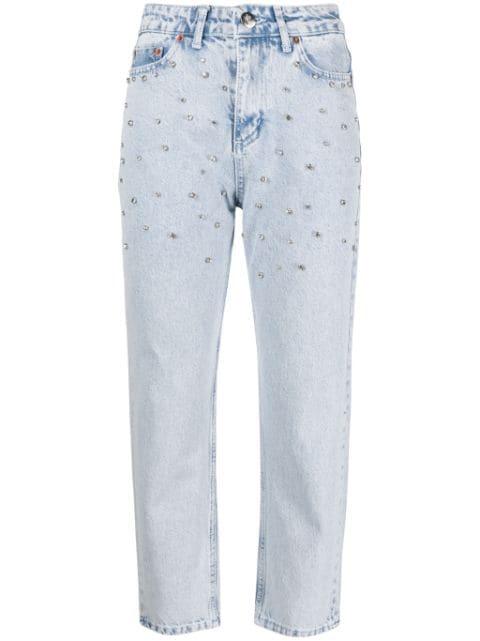 crystal-embellished cropped jeans by ANA RADU