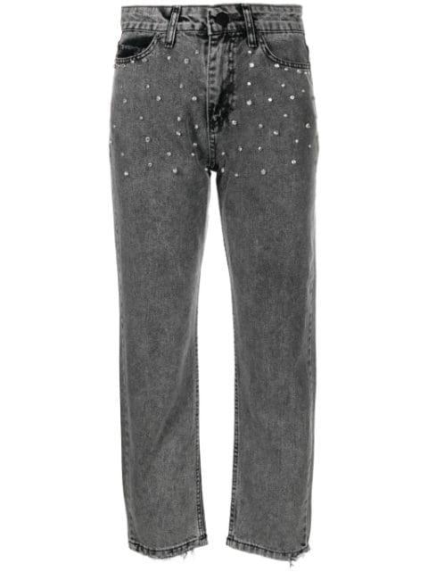 crystal-embellished cropped jeans by ANA RADU