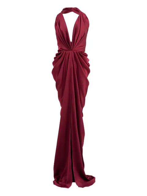 draped halterneck maxi dress by ANA RADU