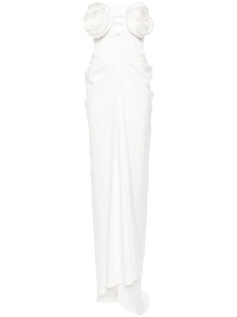 floral-appliqué draped dress by ANA RADU
