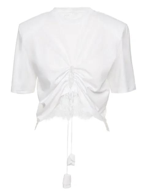 lace-trimmed cinched top by ANA RADU