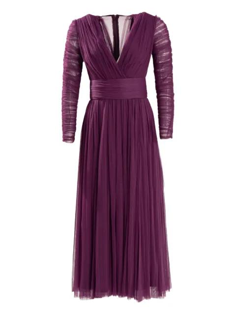 long-sleeve pleated midi dress by ANA RADU