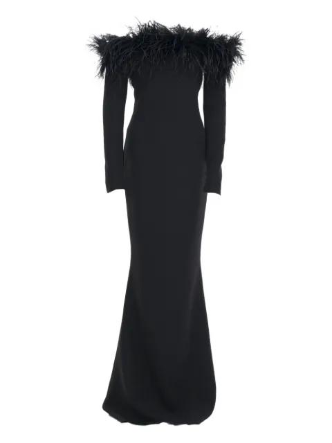 off-shoulder feather-trim gown by ANA RADU