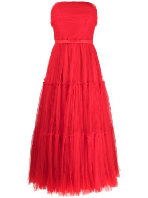 off-shoulder fluted maxi dress by ANA RADU