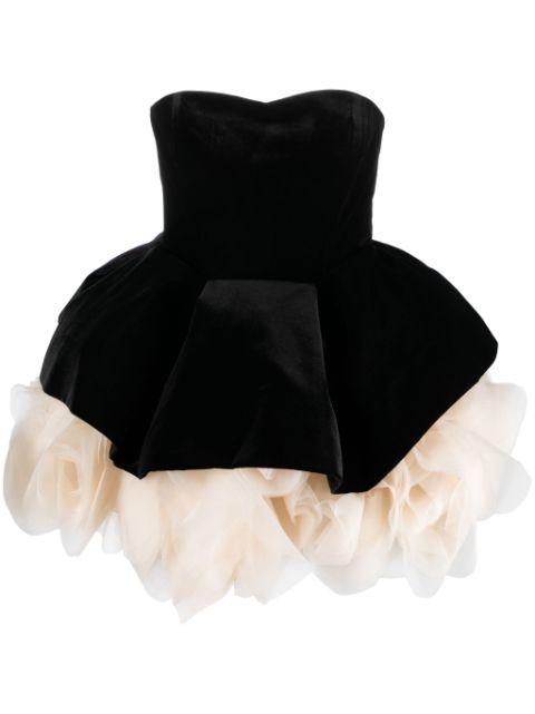 petal-layer velvet mini dress by ANA RADU