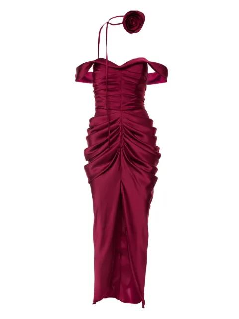 rose-embellished draped dress by ANA RADU