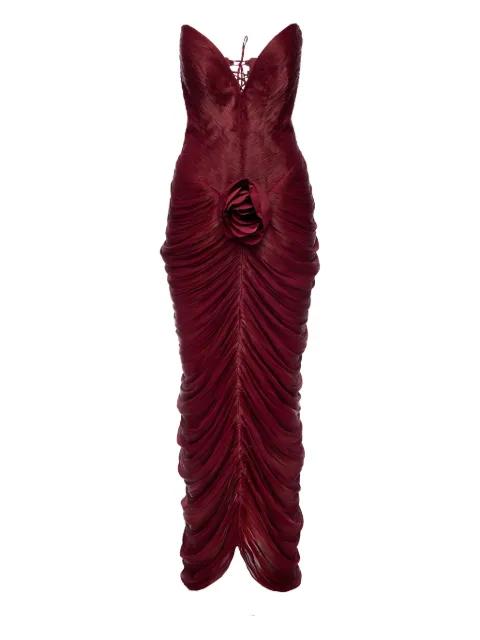 rose-embellished pleated dress by ANA RADU