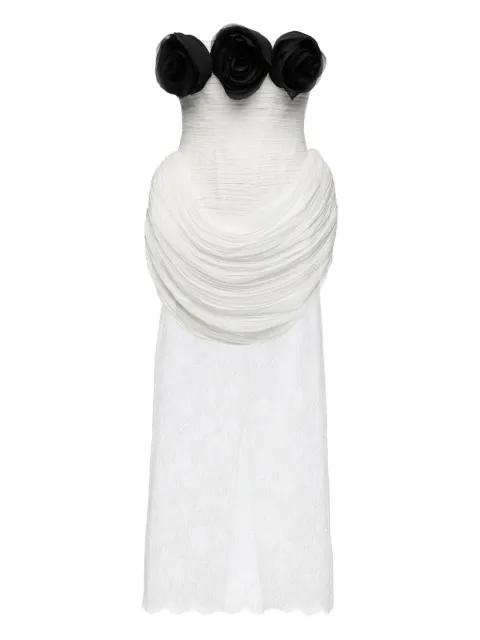 rose-embellished pleated dress by ANA RADU
