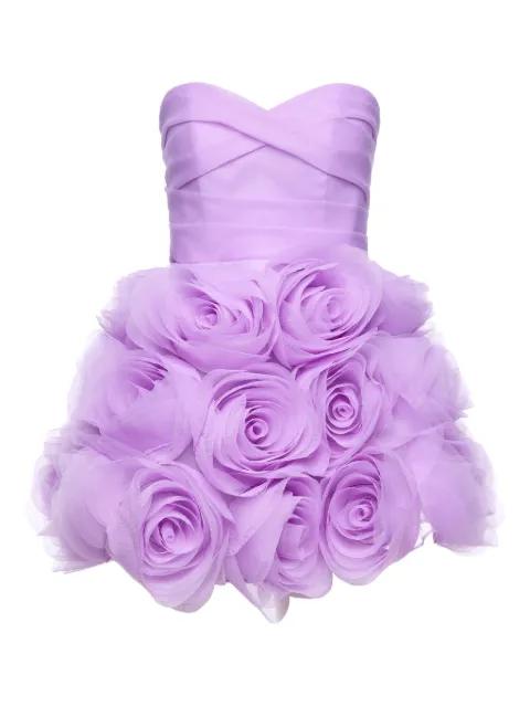 rose-embellished strapless mini dress by ANA RADU