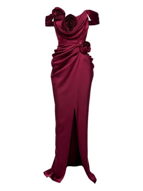 rose-embellishment maxi dress by ANA RADU