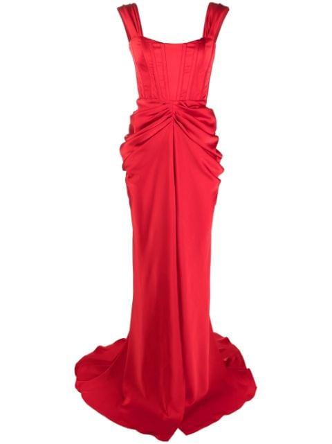 ruched flared gown by ANA RADU