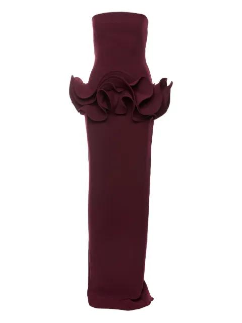 ruffled strapless maxi dress by ANA RADU