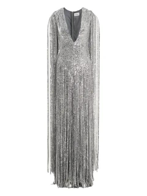 sequin-embellishment fringed maxi dress by ANA RADU