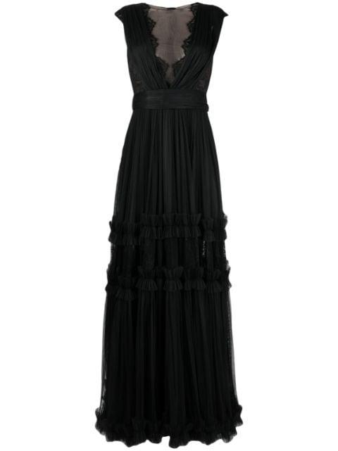 sleeveless ruched maxi dress by ANA RADU