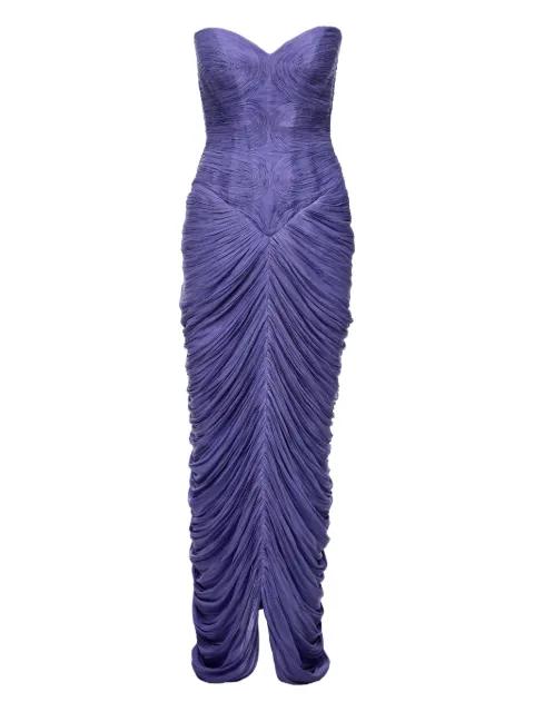 strapless draped asymmetrical dress by ANA RADU