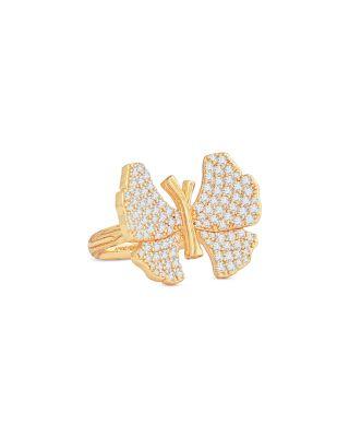 Pav&eacute; Butterfly Cocktail Ring in 18K Gold Plated by ANABEL ARAM