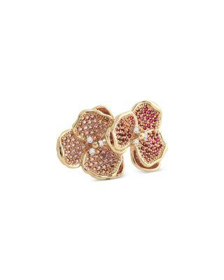 Pav&eacute; Double Orchid Ring in 18K Gold Plated by ANABEL ARAM