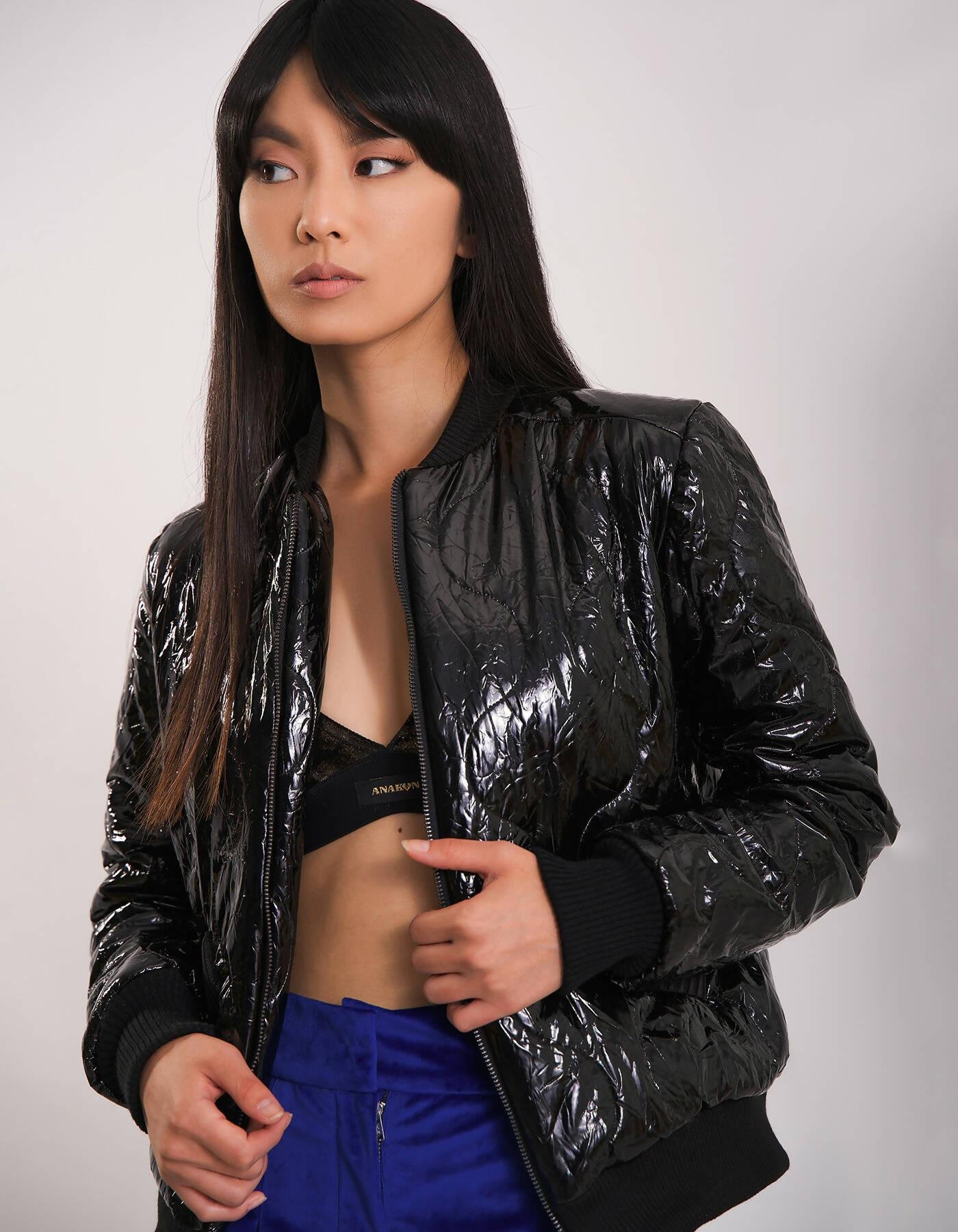 Black Quilted Bomber by ANAKON