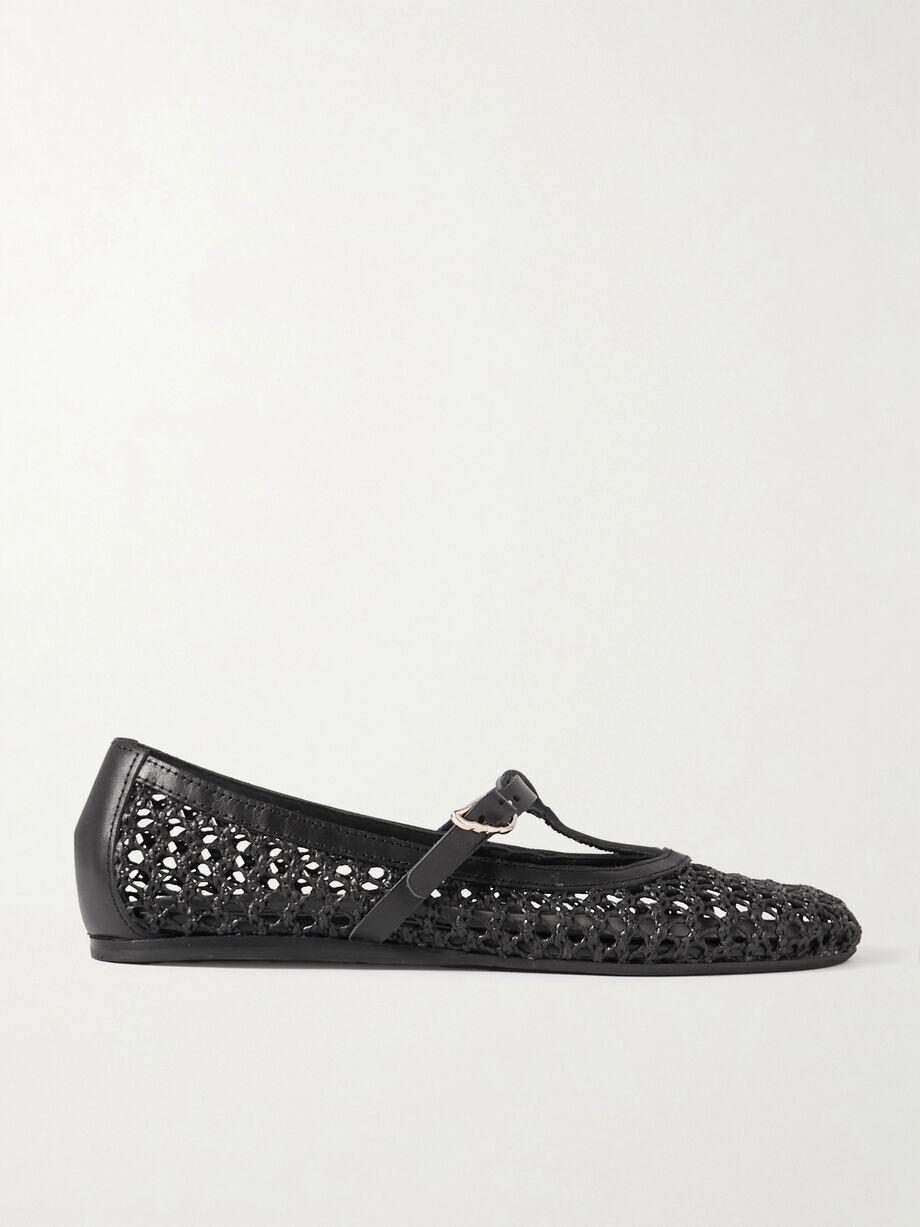 Aerati leather-trimmed woven raffia ballet flats by ANCIENT GREEK SANDALS