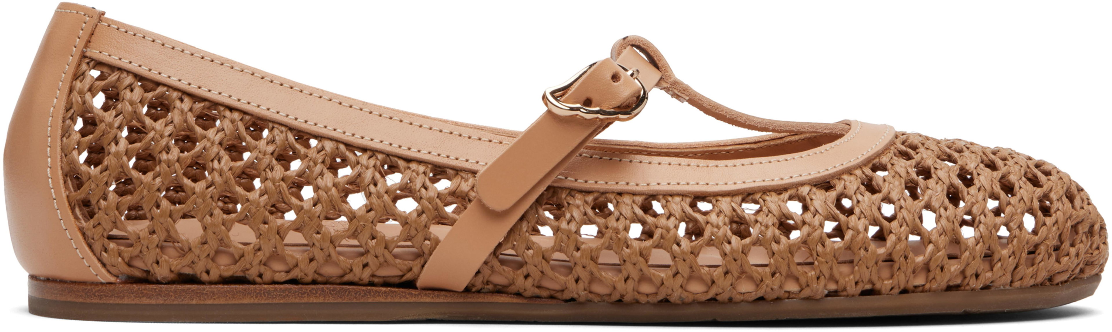 Beige Aerati Ballerina Flats by ANCIENT GREEK SANDALS