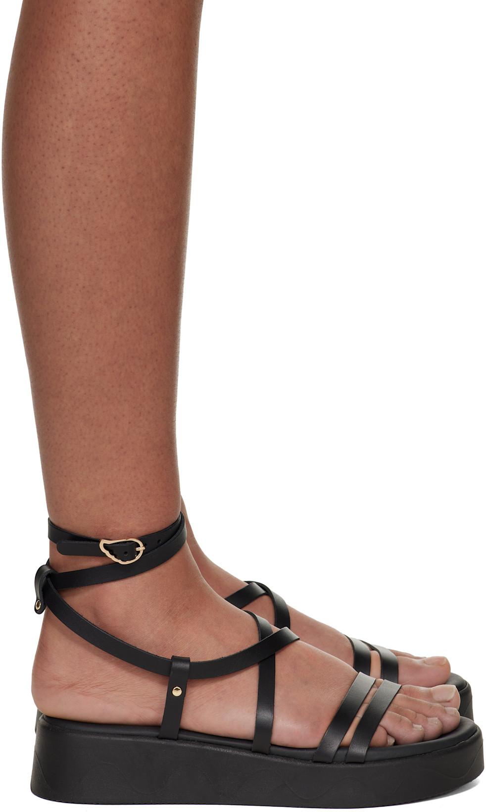 Black Aristea Sandals by ANCIENT GREEK SANDALS