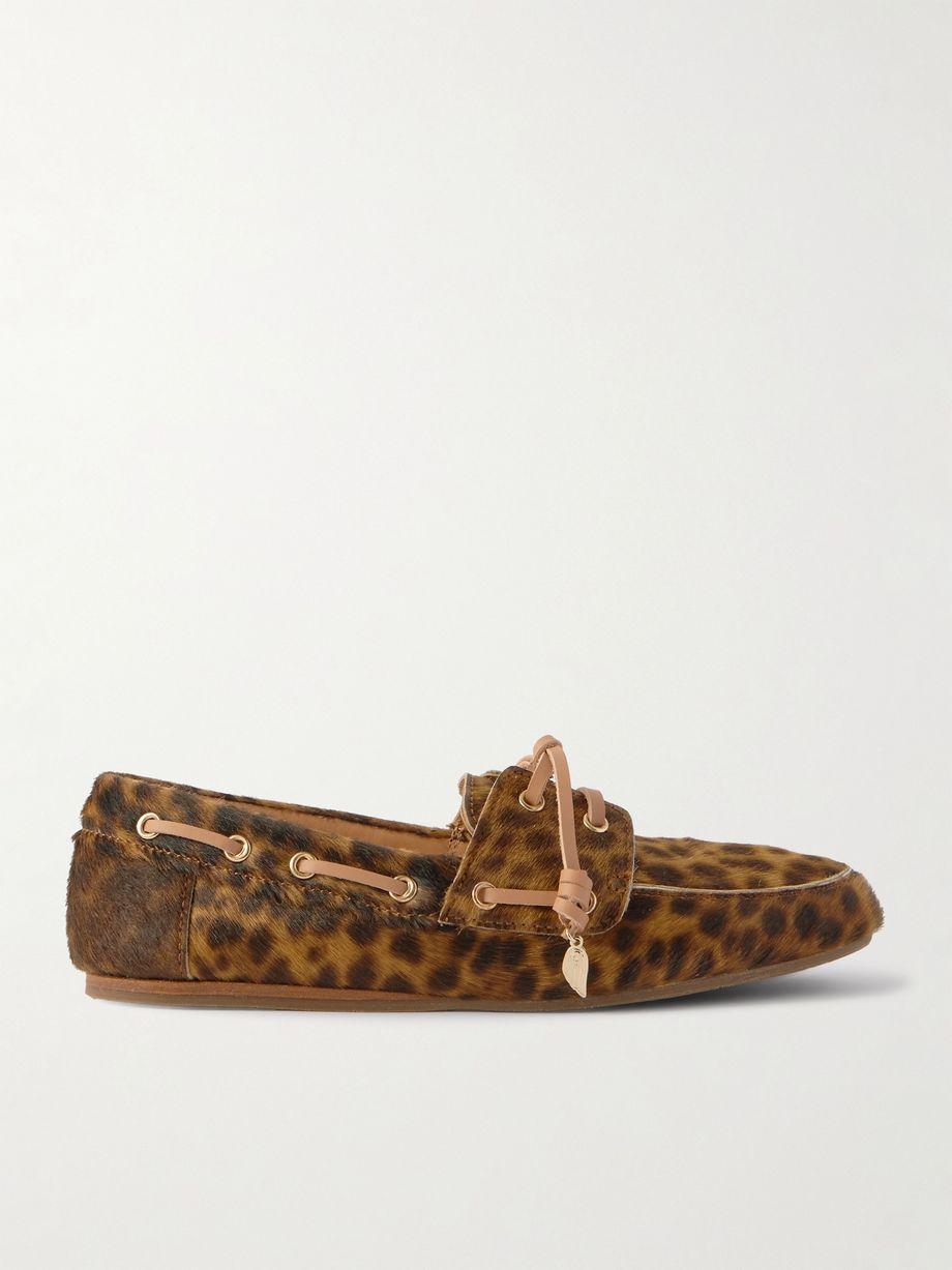 Pliaria leopard-print leather-trimmed calf hair boat shoes by ANCIENT GREEK SANDALS