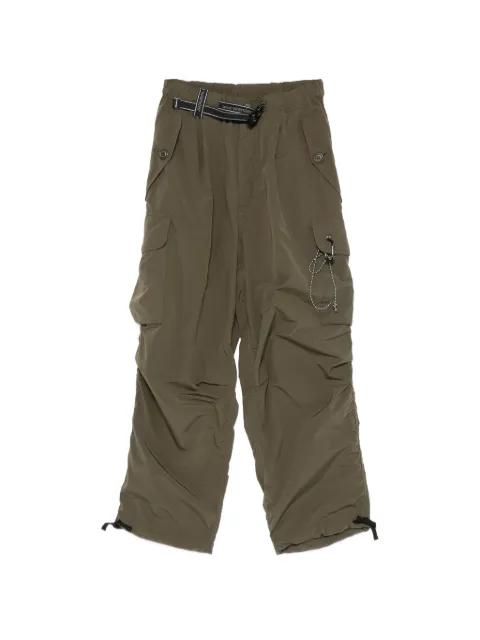 belted cargo trousers by AND WANDER