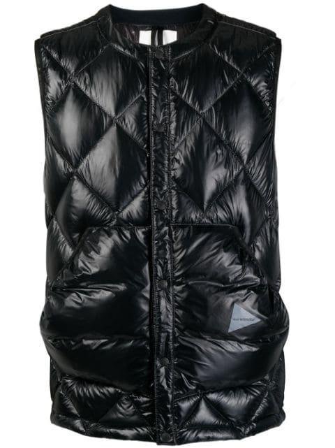 diamond quilted down vest by AND WANDER