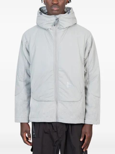 fleece-paneled hoodied jacket by AND WANDER