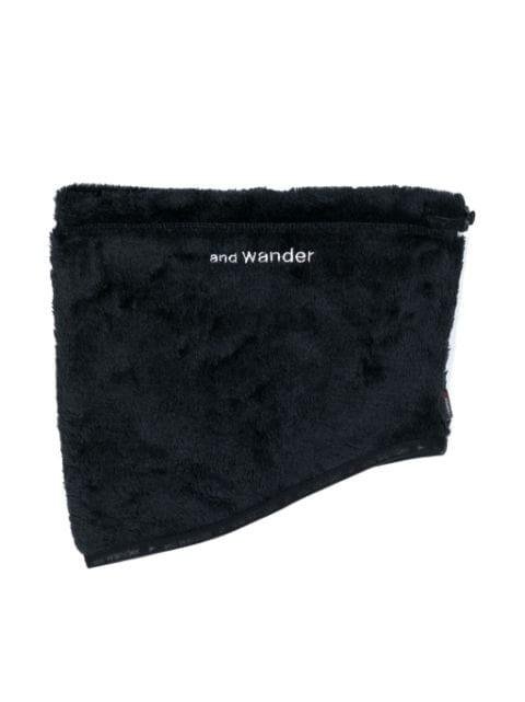 logo-embroidered fleece neck warmer by AND WANDER