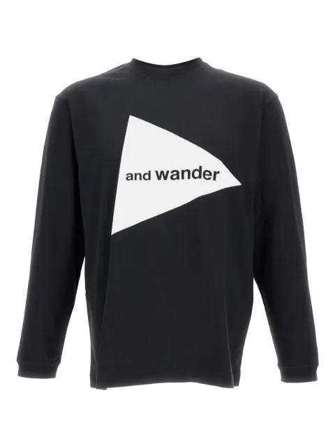 logo-print long-sleeve T-shirt by AND WANDER