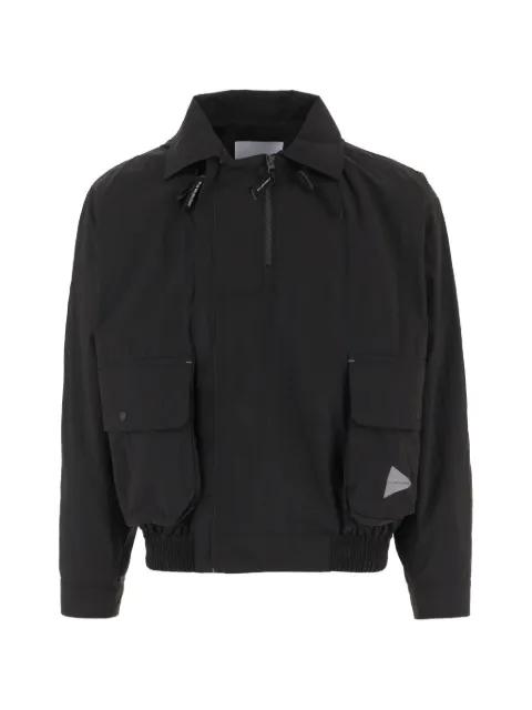 logo-print zip-up jacket by AND WANDER