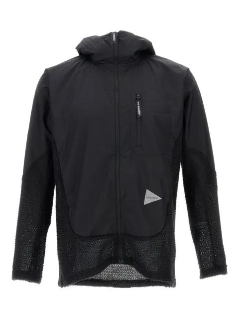 mesh-panel hoodied jacket by AND WANDER