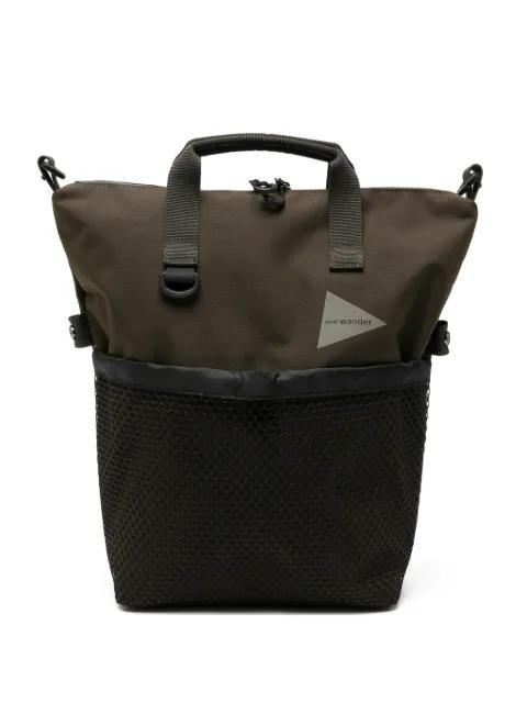 mesh-panelled zip-pocket shoulder bag by AND WANDER