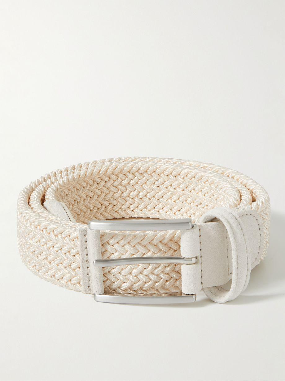 3.5cm Leather-Trimmed Woven Elastic Belt by ANDERSON'S