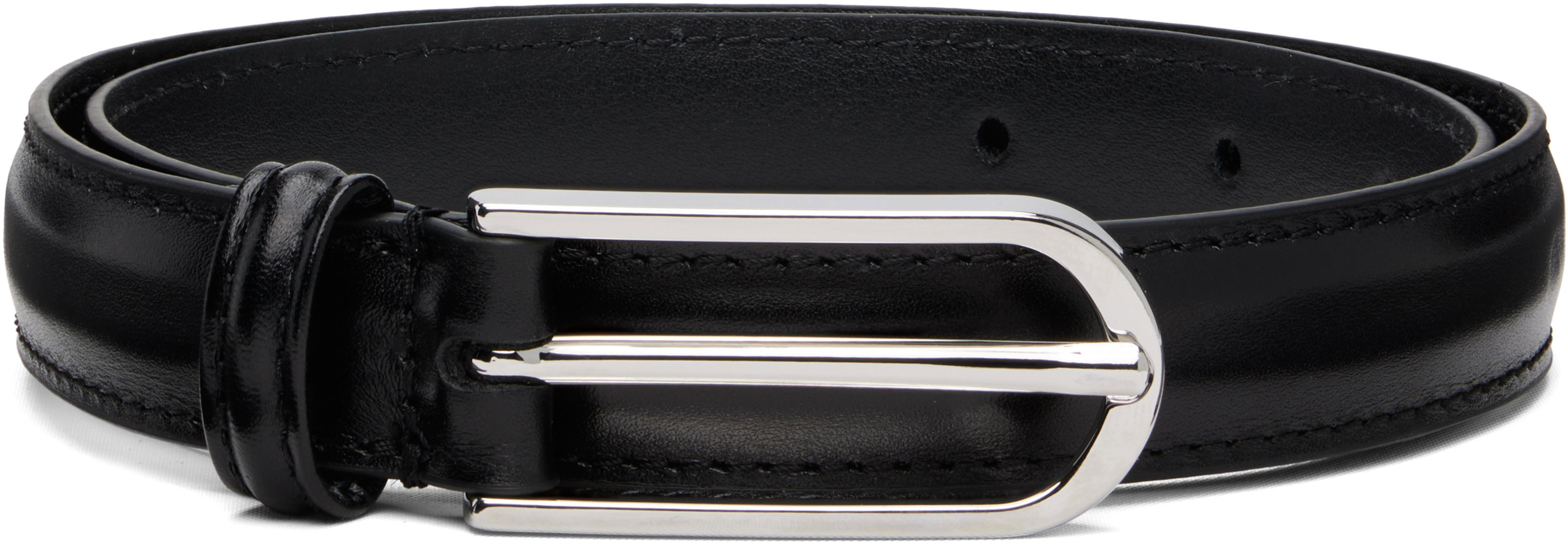 Black Skinny Formal Stitch Leather Belt by ANDERSON'S