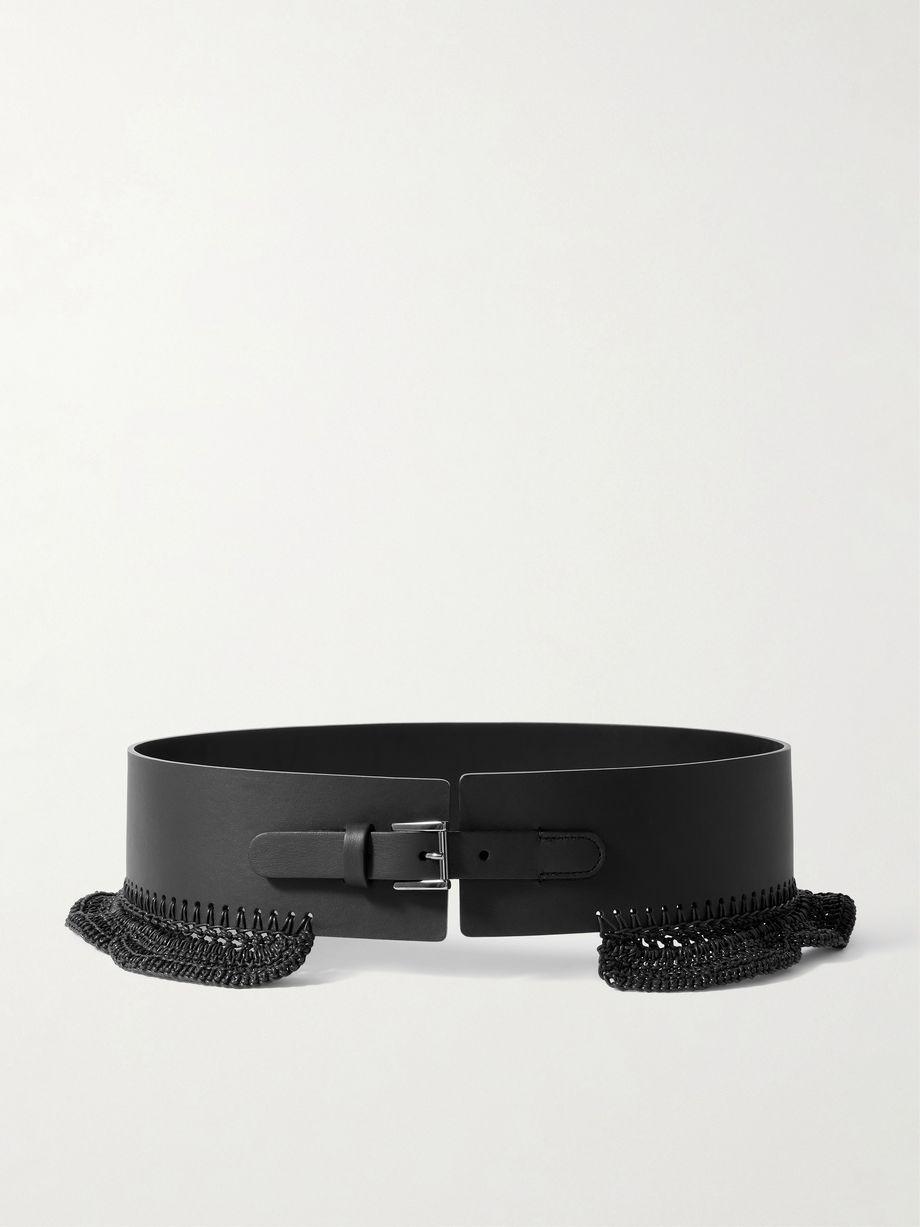 Crochet-trimmed leather waist belt by ANDERSON'S