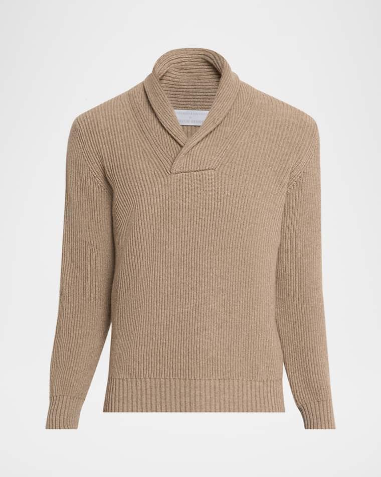 Men's Cashmere Rib Shawl Sweater by ANDERSON&SHEPPARD
