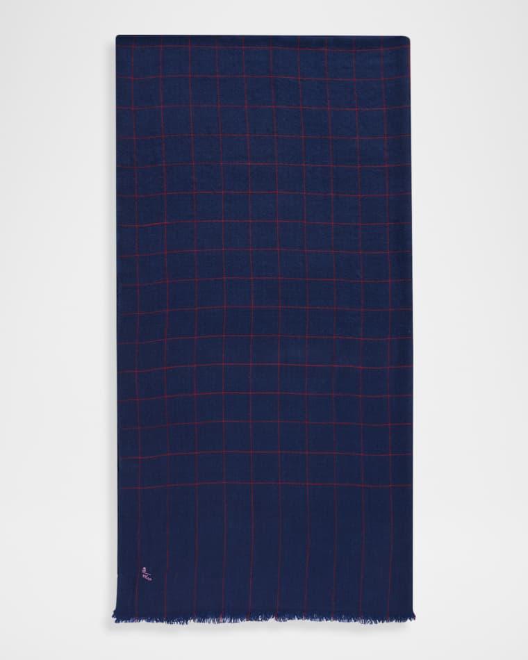 Men's Hairline Windowpane Check Cashmere Scarf by ANDERSON&SHEPPARD