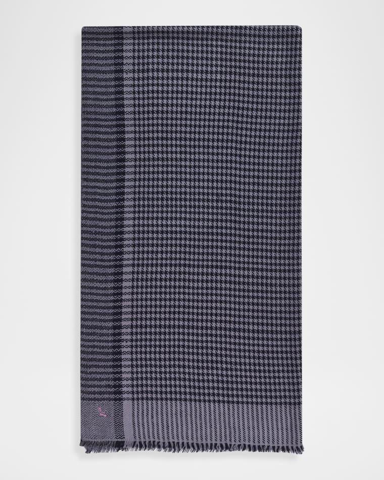 Men's Handwoven Houndstooth Cashmere Scarf by ANDERSON&SHEPPARD