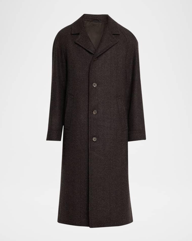 Men's Herringbone Wool Overcoat by ANDERSON&SHEPPARD