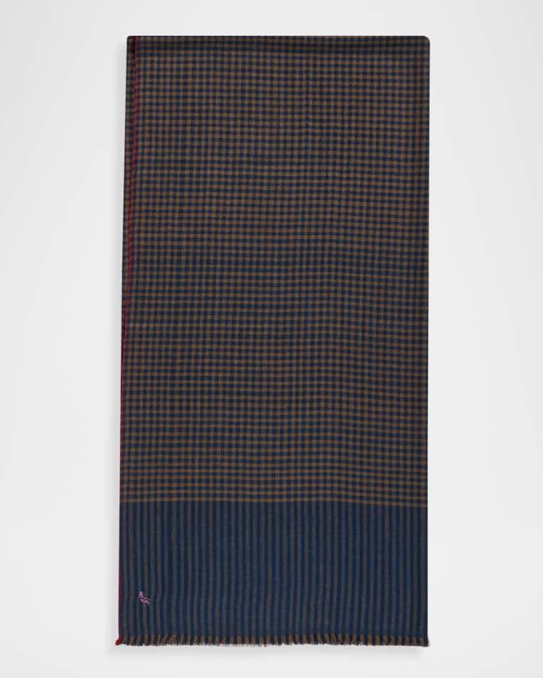 Men's Mini-Check Cashmere Scarf by ANDERSON&SHEPPARD