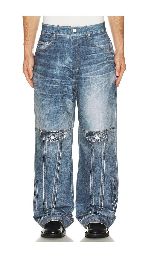 Andersson Bell Custom-Like Printed Denim Pants in Blue by ANDERSSON BELL