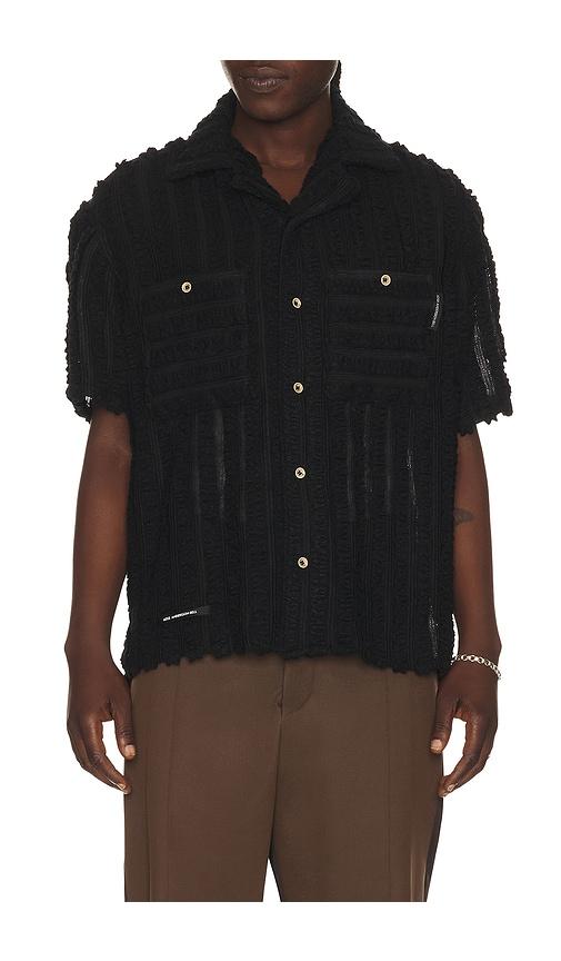 Andersson Bell Kenley Knitted Open Collar Shirt in Black by ANDERSSON BELL