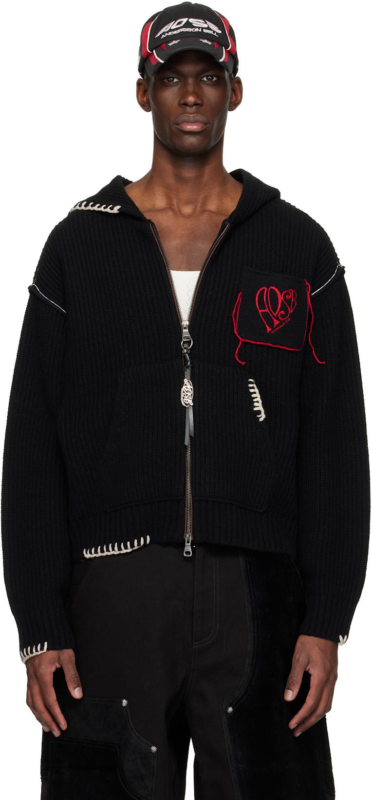 Black Heart Logo Zip-Up Hoodie by ANDERSSON BELL
