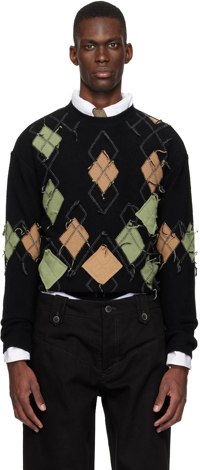 Black Tom Argyle Crew-Neck Sweater by ANDERSSON BELL