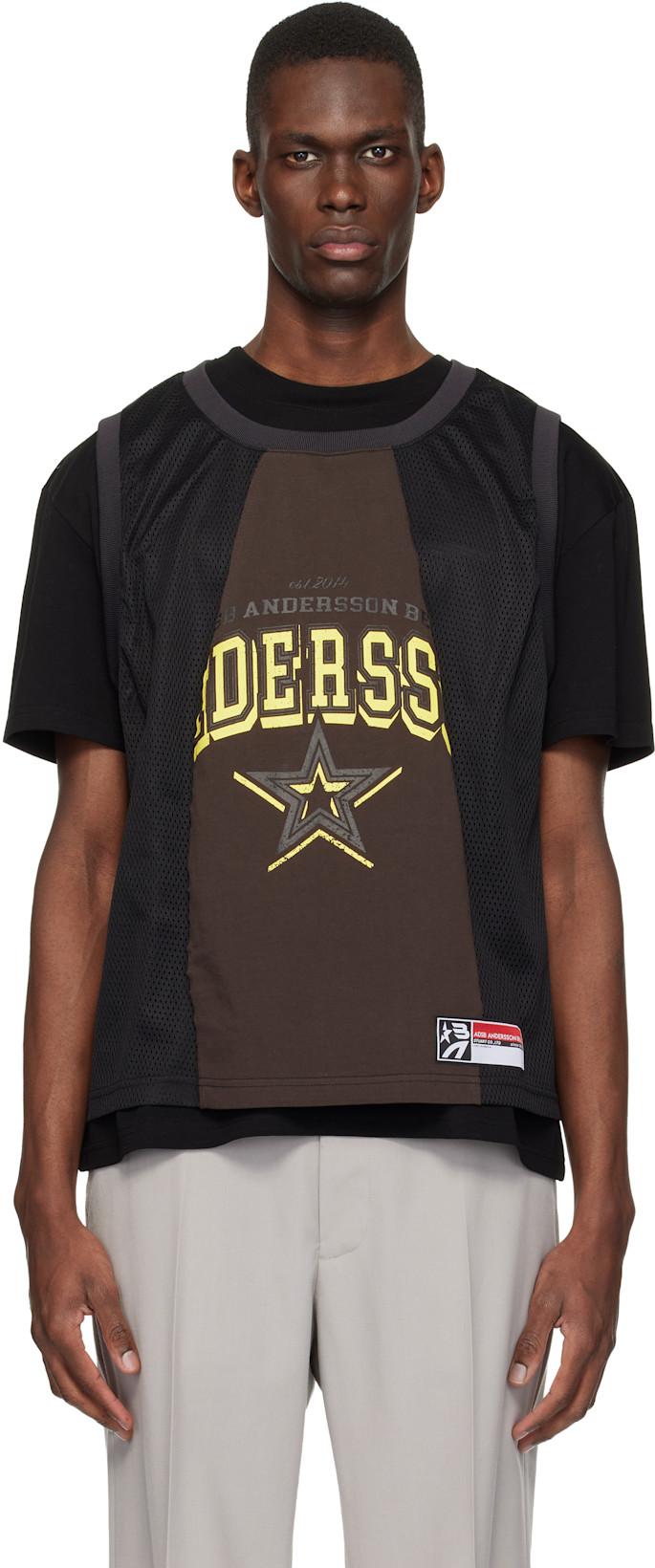 Black & Brown Basketball Jersey Layered T-shirt by ANDERSSON BELL
