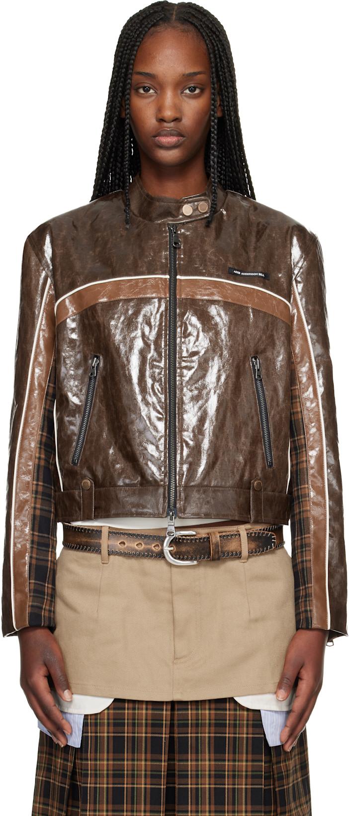 Brown Circuit Track Faux-Leather Jacket by ANDERSSON BELL